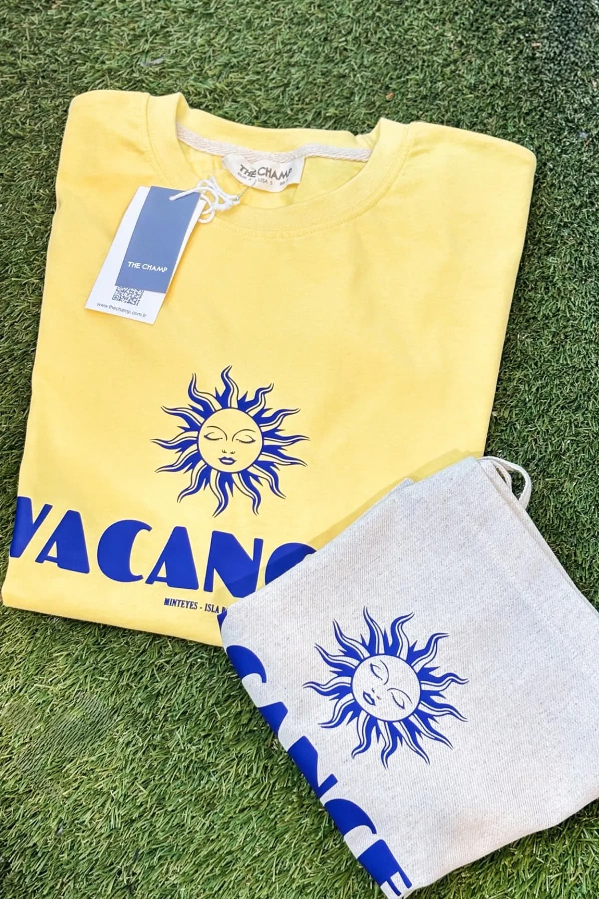 Women Oversize Vacances Print T-Shirt — Yellow