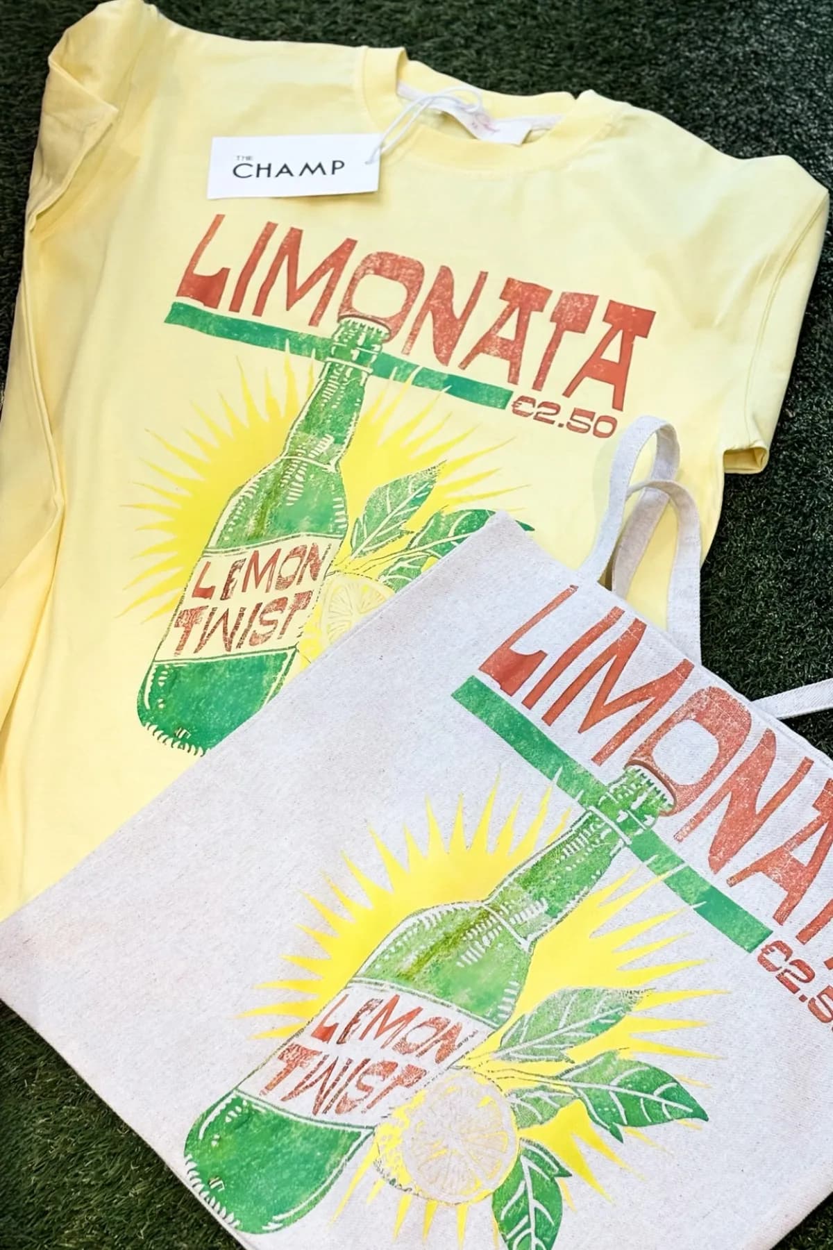 Damen Oversize Limonade Print T-Shirt — Yellow