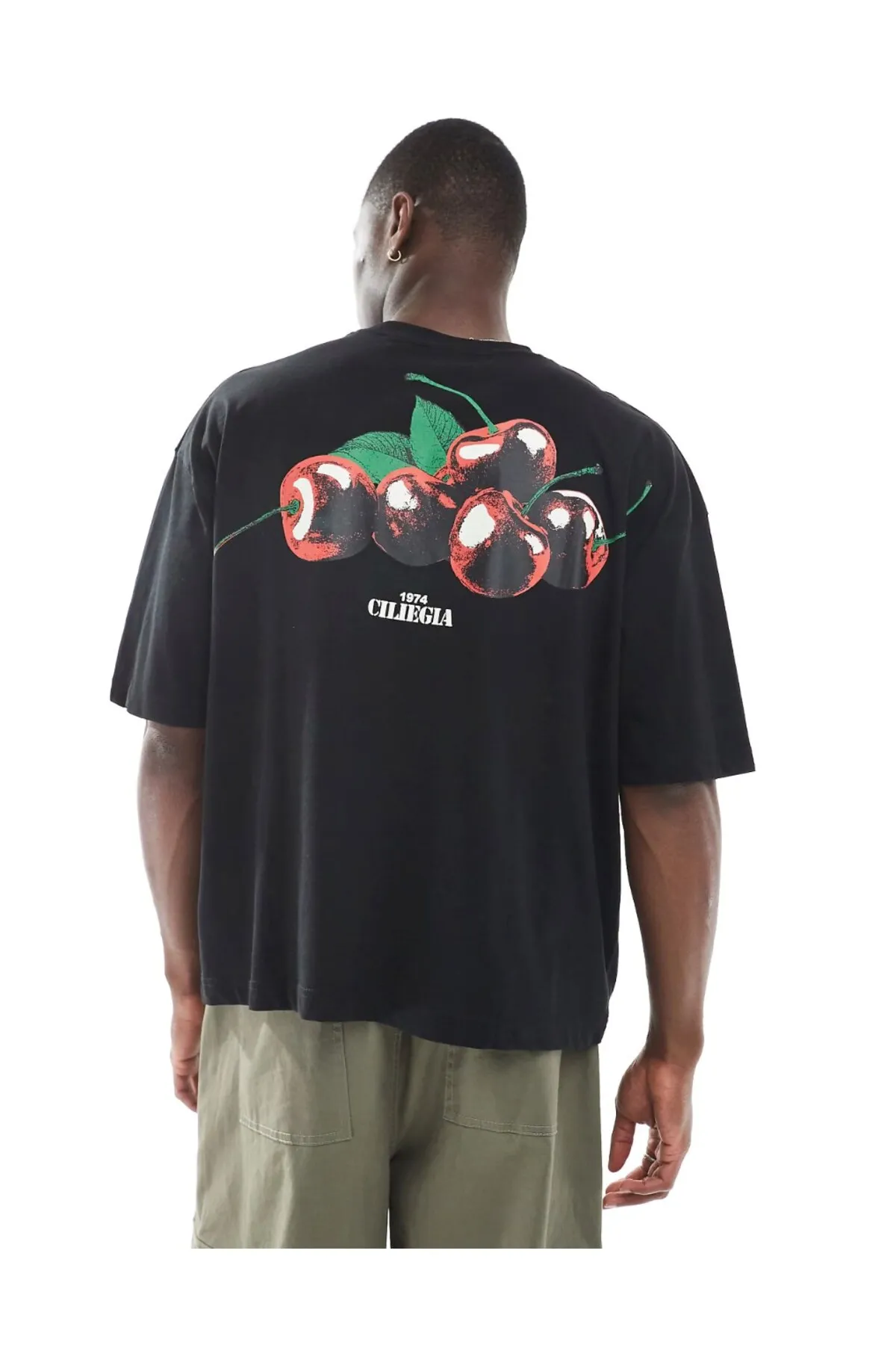 Herren Oversize Print T-Shirt 0369 — Black