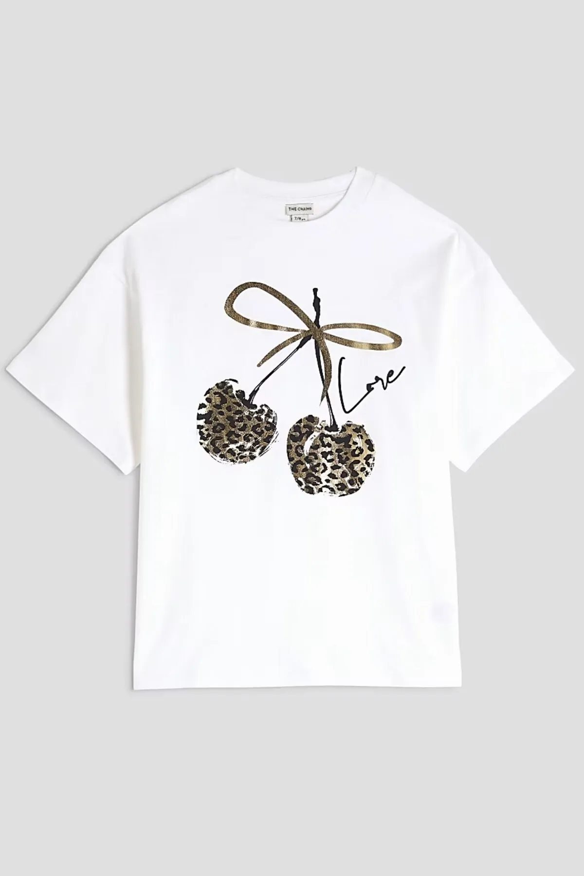 Mädchen Leopard Kirsche Print T-Shirt — White