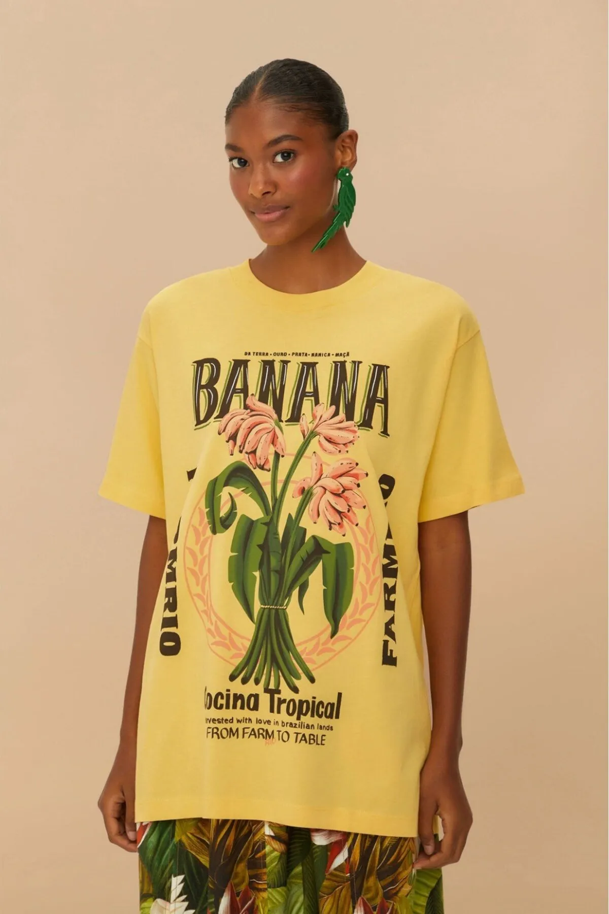 Damen Oversize Schriftzug-Print T-Shirt 0385 — Yellow