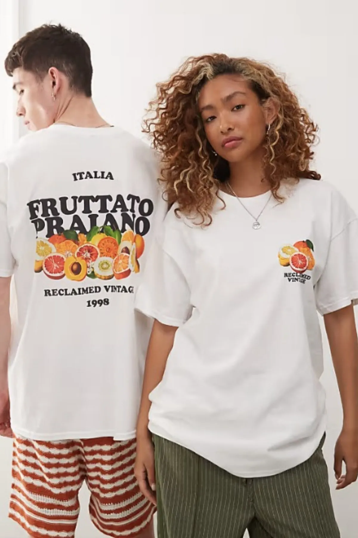 Unisex Oversize Fruttato Print T-Shirt — White