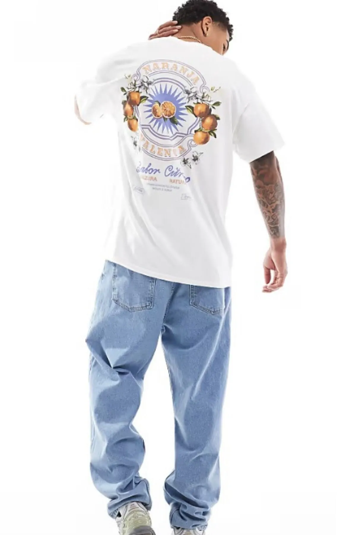 Herren Oversize Zitrus Print T-Shirt — White