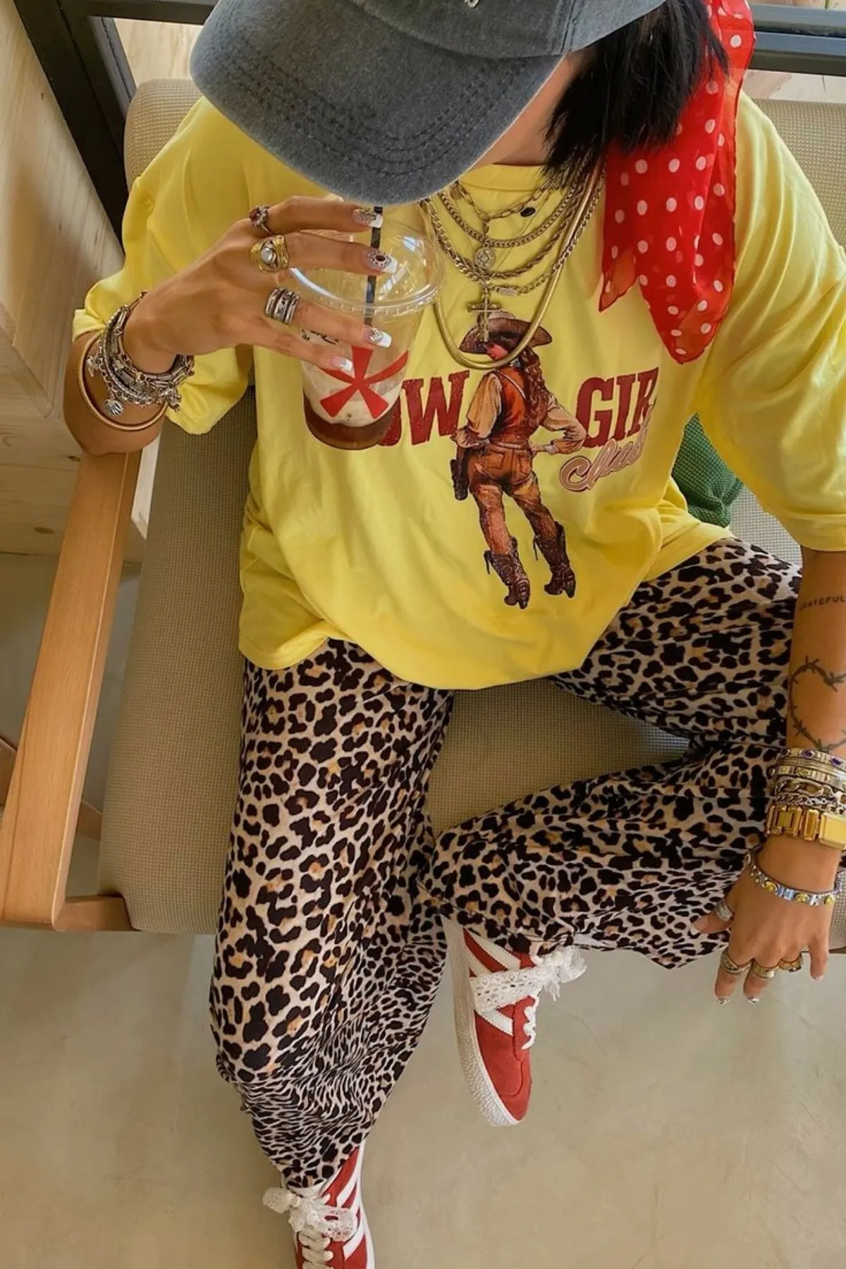 Women Oversize Text Print T-Shirt 0418 — Yellow