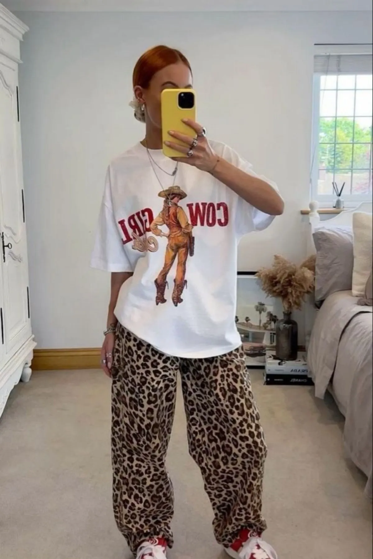 Women Oversize Text Print T-Shirt 0419 — White