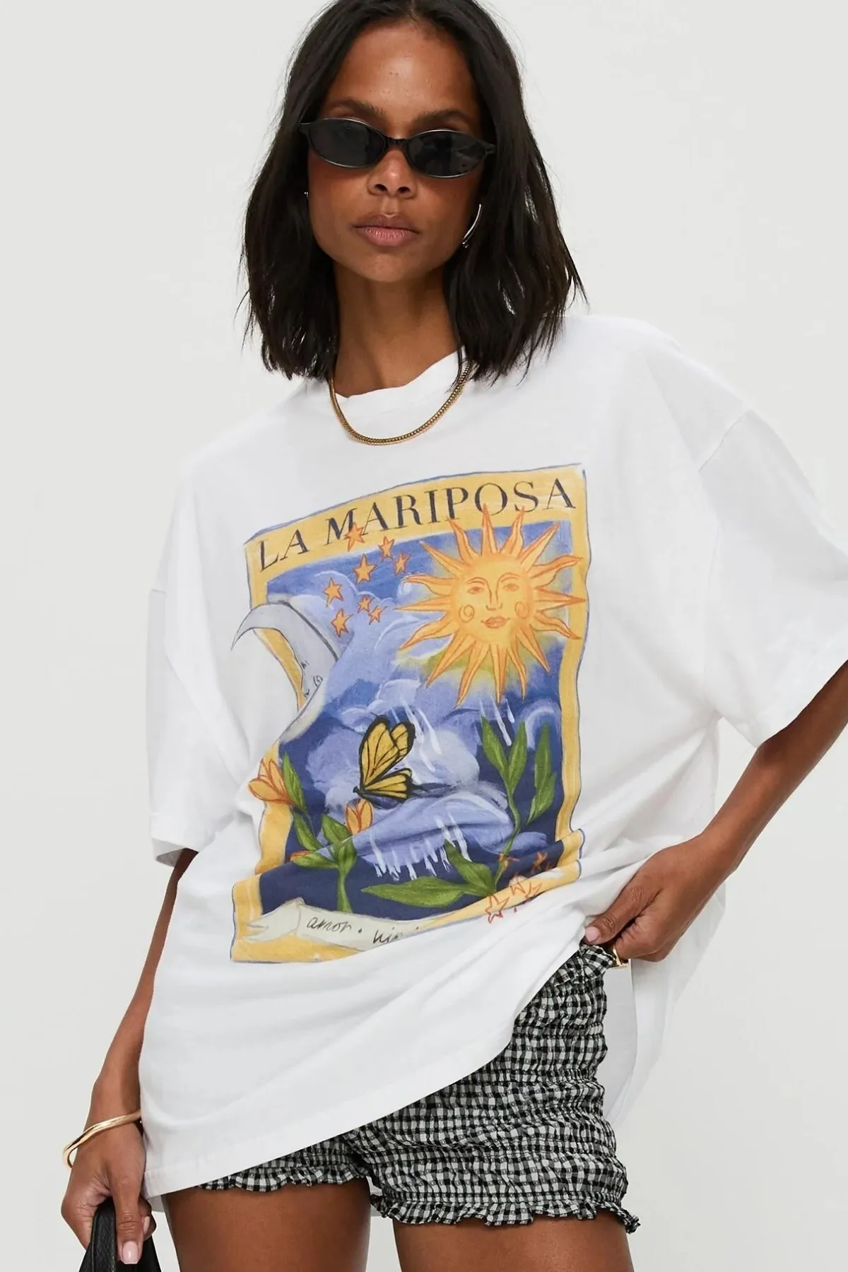 Damen Oversize La Mariposa T-Shirt — White