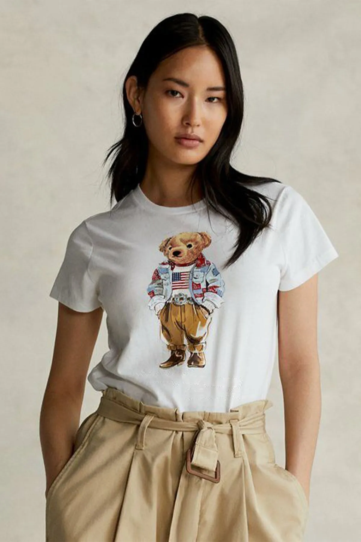 Damen Oversize Grafik Gemustert T-Shirt — White