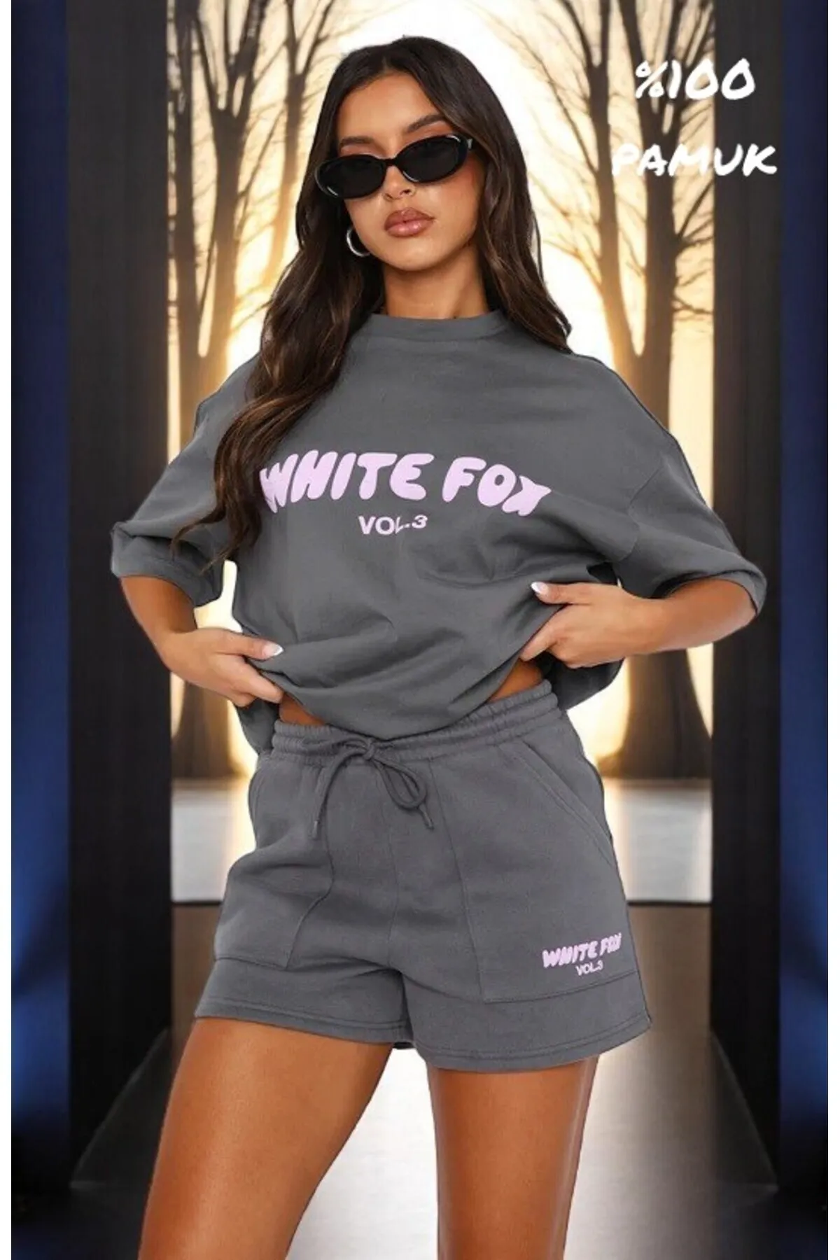 Women Print T-Shirt 0442 — Smoke Gray