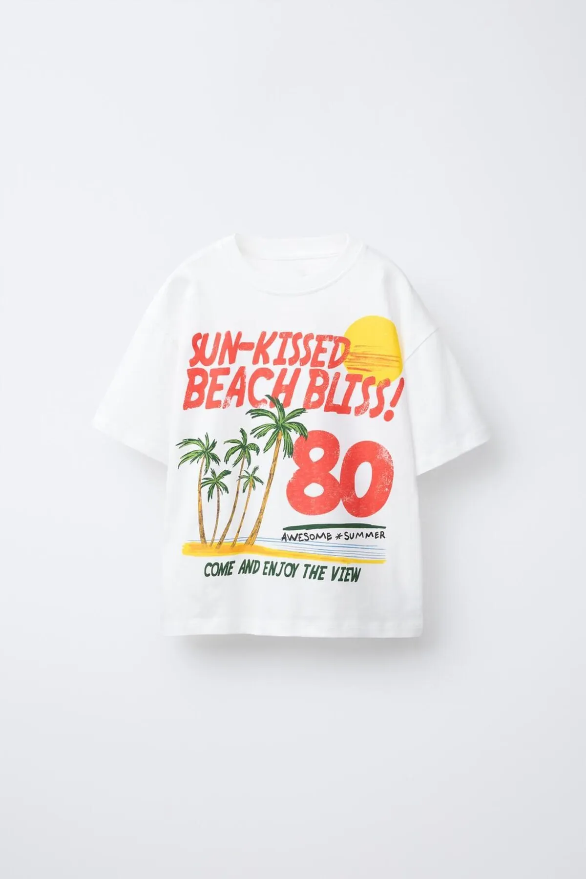 تي شيرت بناتي بطبعة Sun Kissed Beach — White