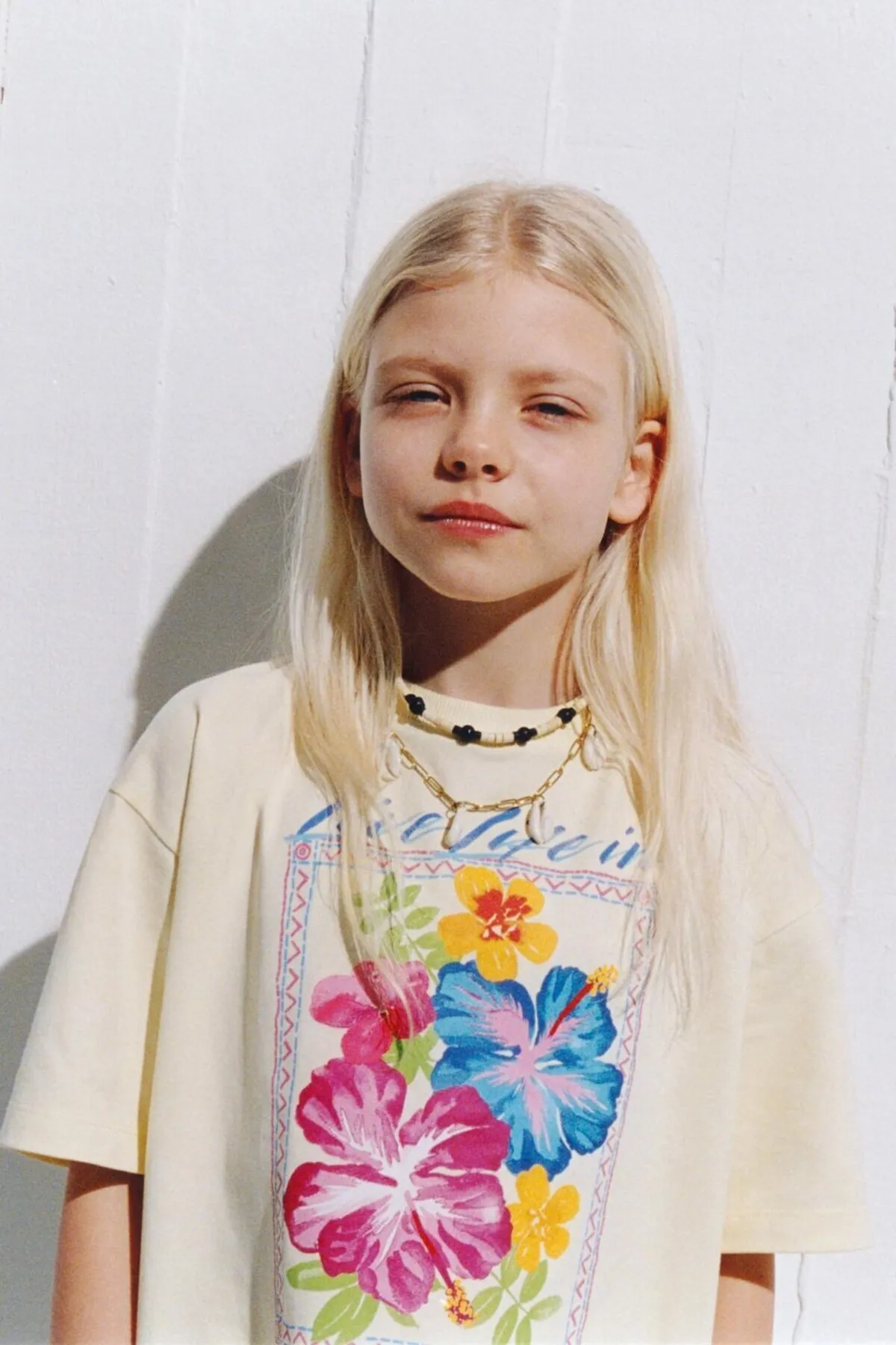 Girls Oversize Summer Print T-Shirt — Light Yellow