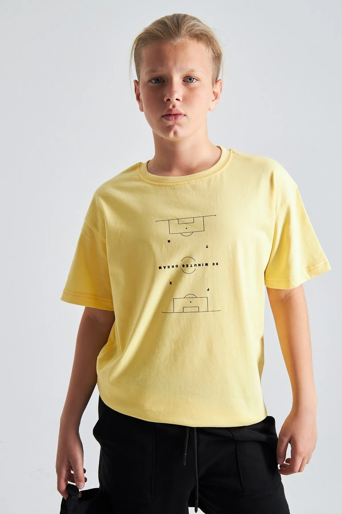 Jungen Oversize Gemustert T-Shirt — Yellow