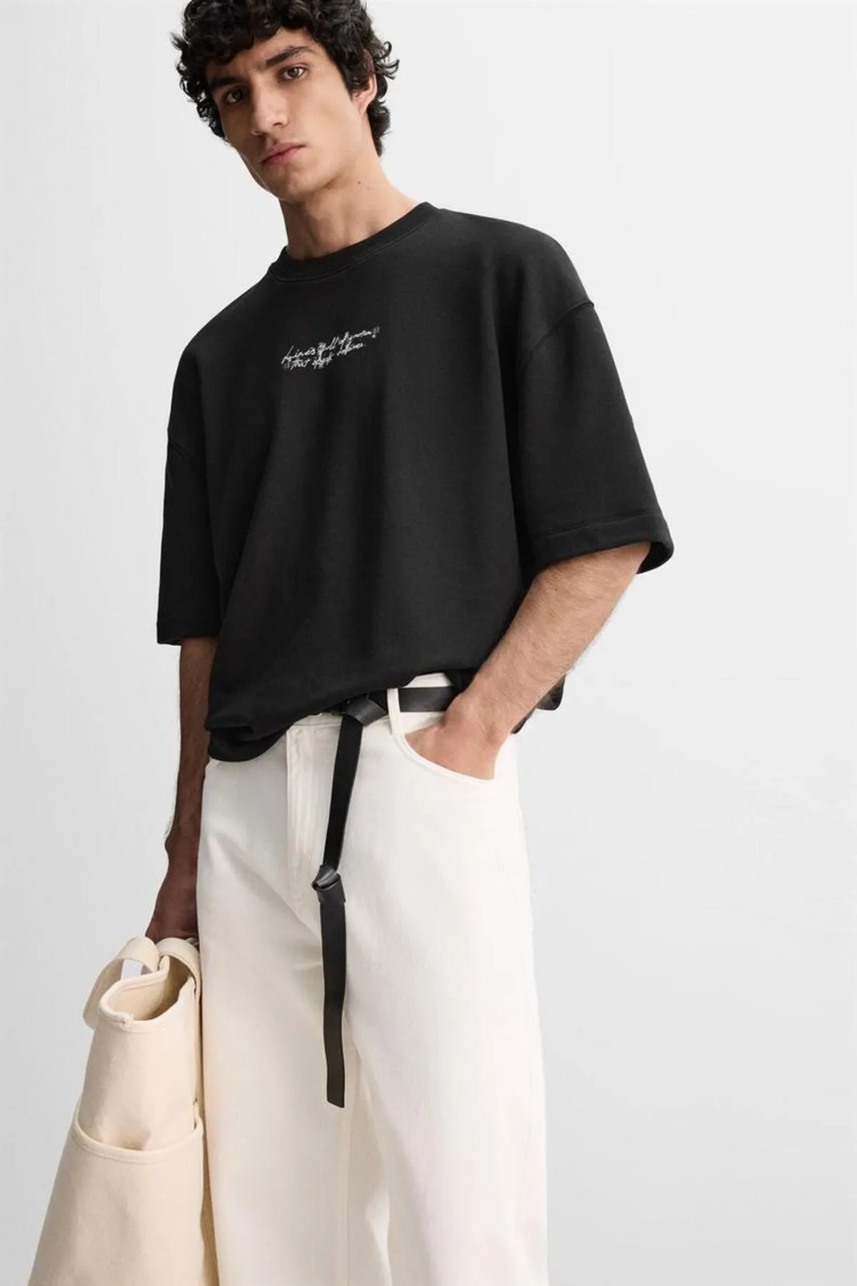 Herren Oversize Print T-Shirt 0509 — Black