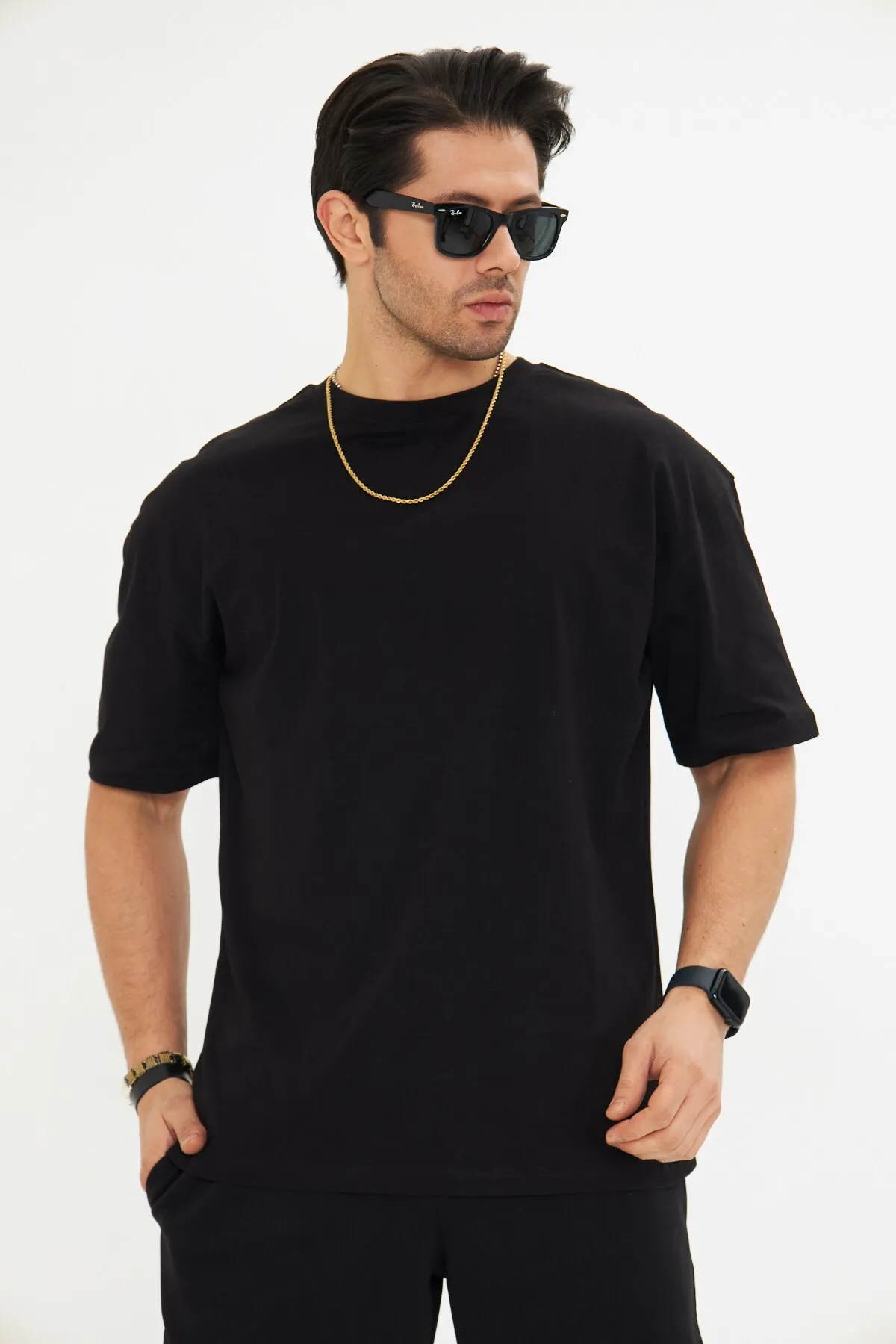 Erkek Oversize Tişört 0517 — Black