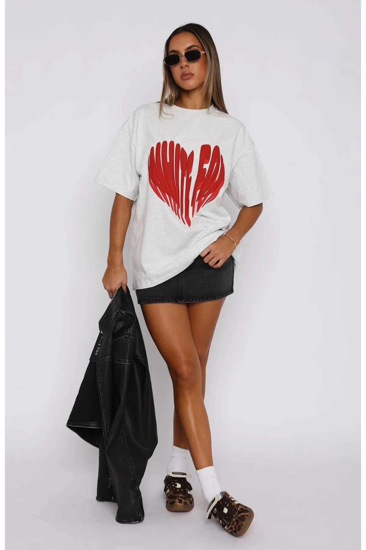 Damen White Fox Love Print T-Shirt — White