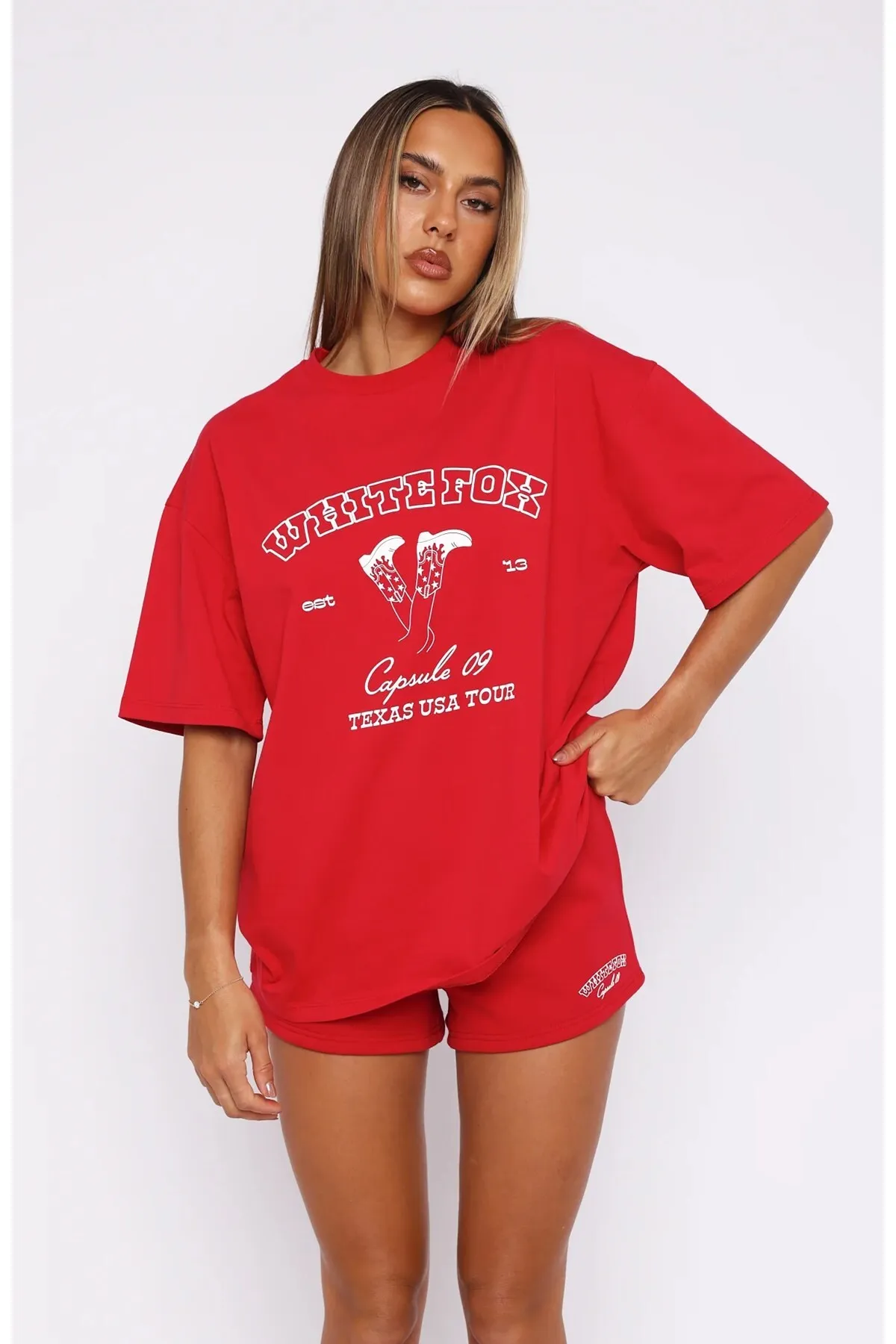Women Capsule Texas Text Print T-Shirt — Red