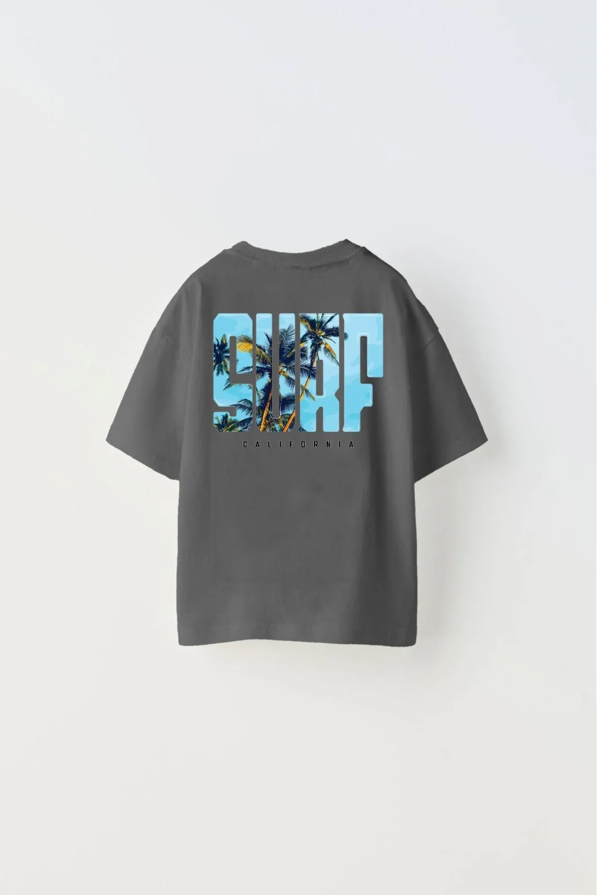 Kinder Surf Schriftzug-Print T-Shirt — Smoke Gray