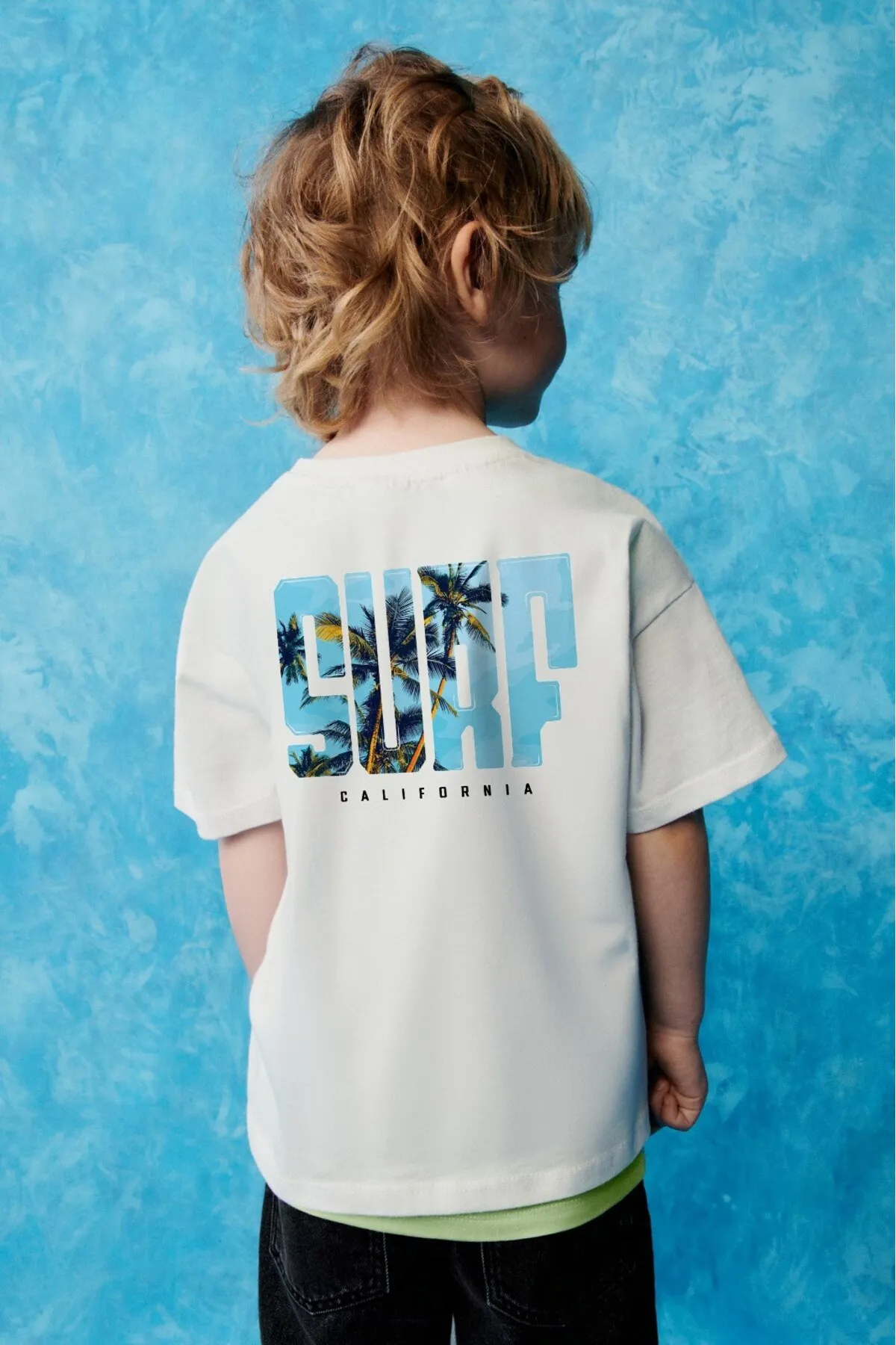 Kinder Surf Schriftzug-Print T-Shirt 0631 — White