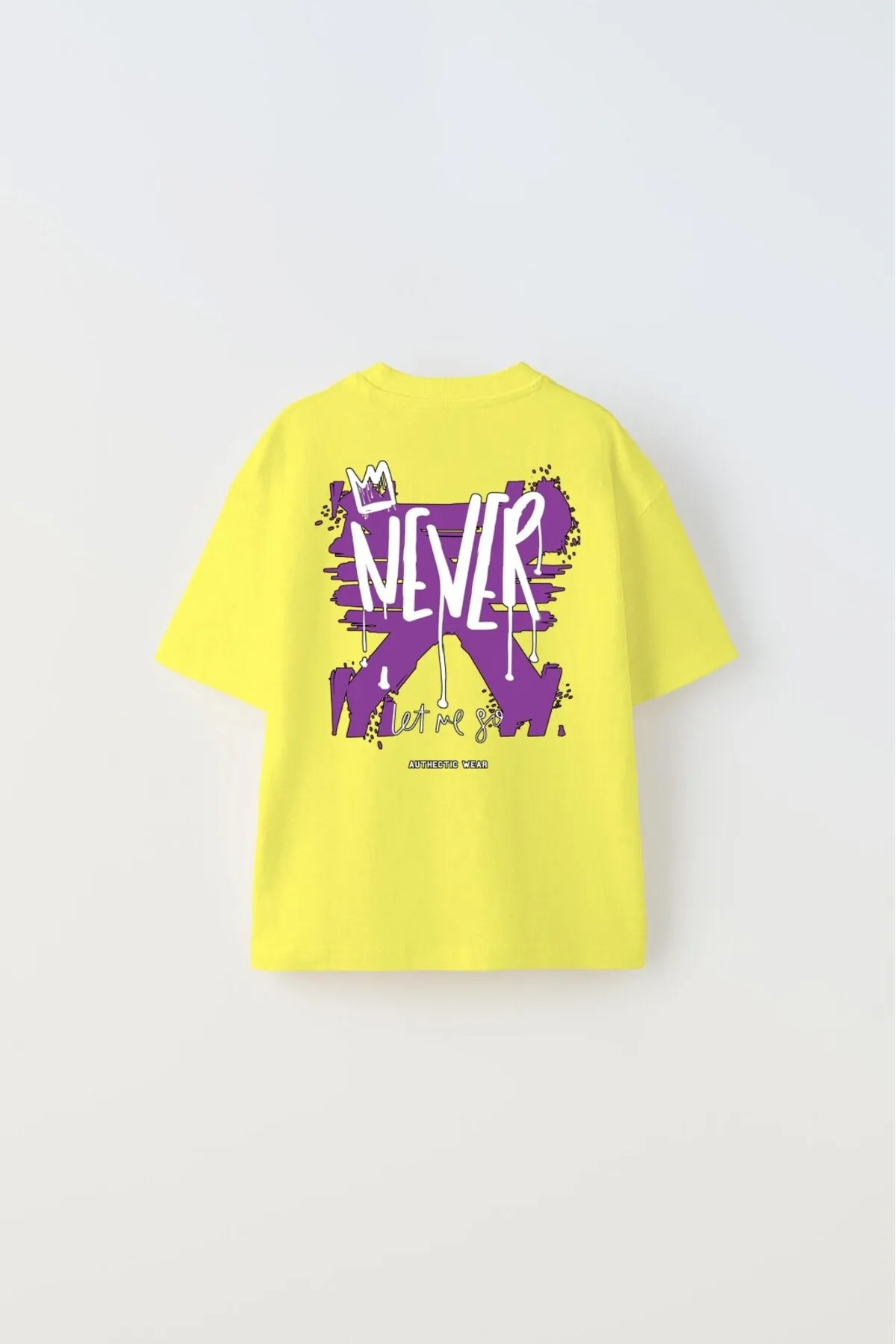 Kinder Never Schriftzug-Print T-Shirt — Yellow