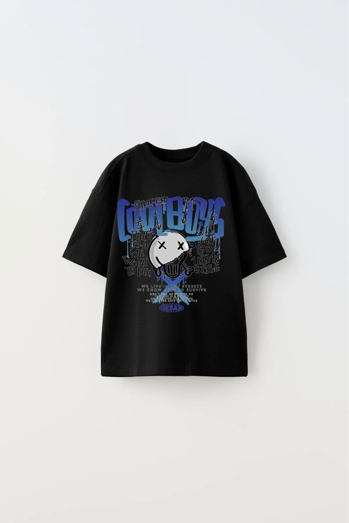 Kinder Cool Schriftzug-Print T-Shirt — Black