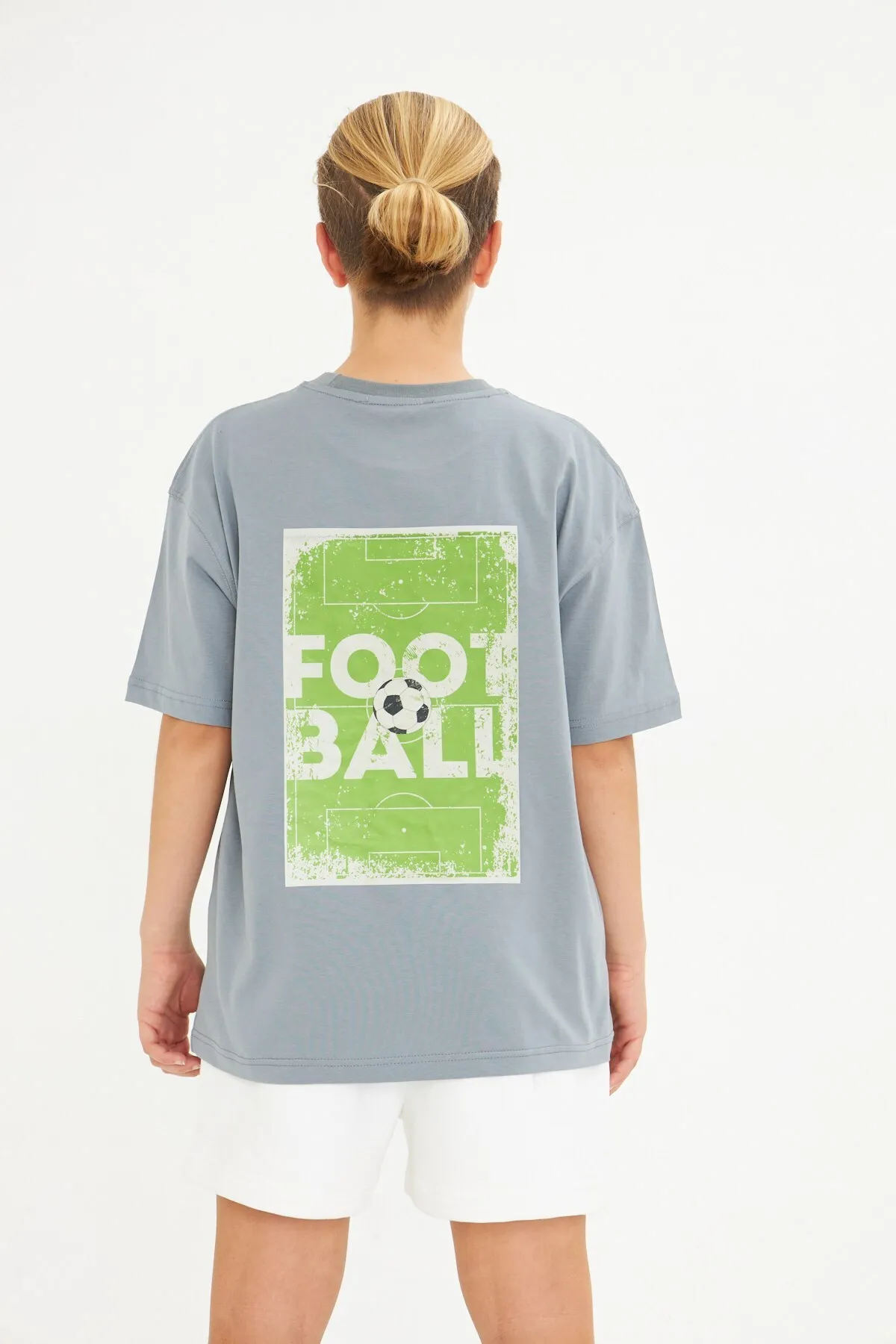 Kids Believe Football Text Print T-Shirt — Smoke Gray