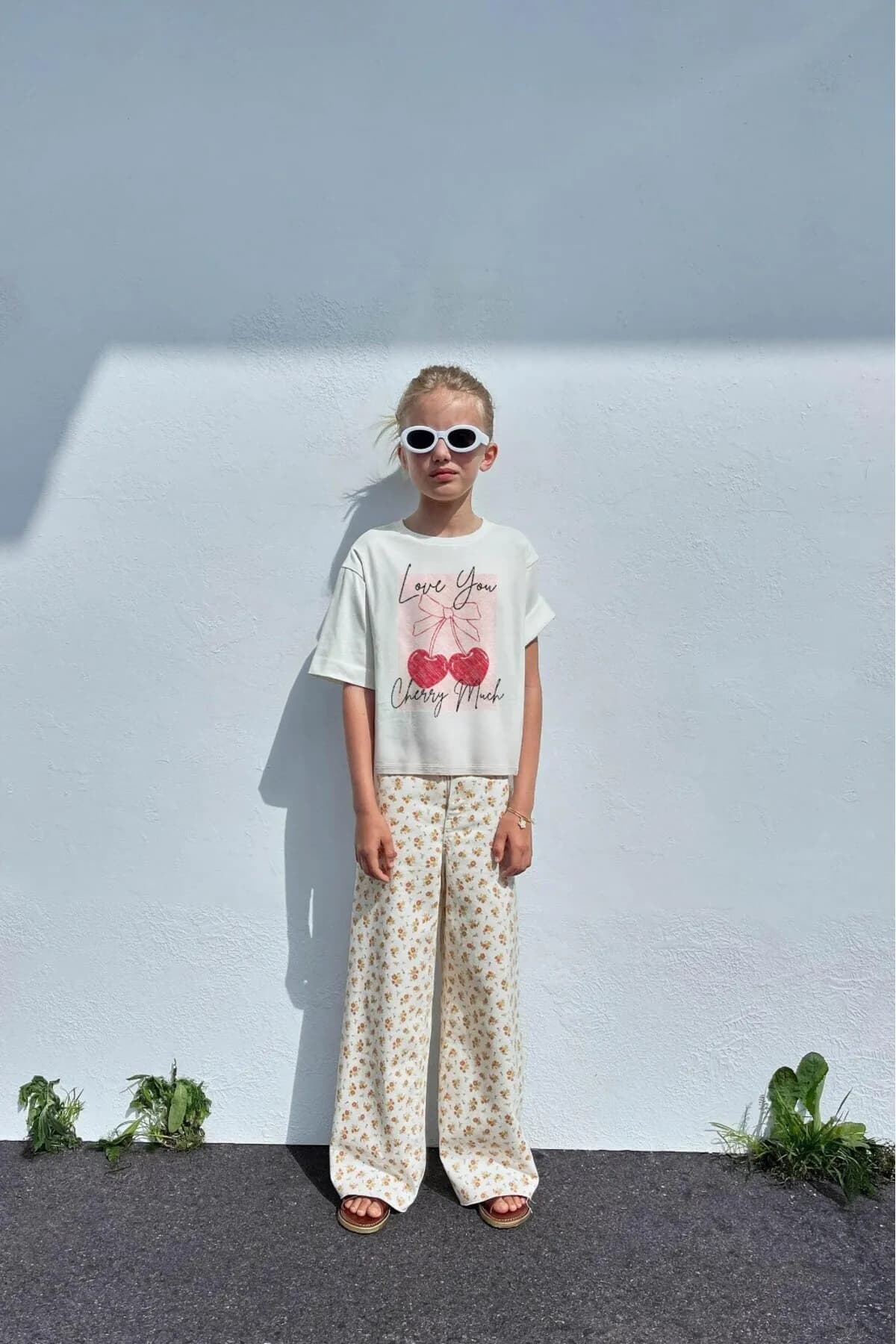 Kinder Love Schriftzug-Print T-Shirt — White