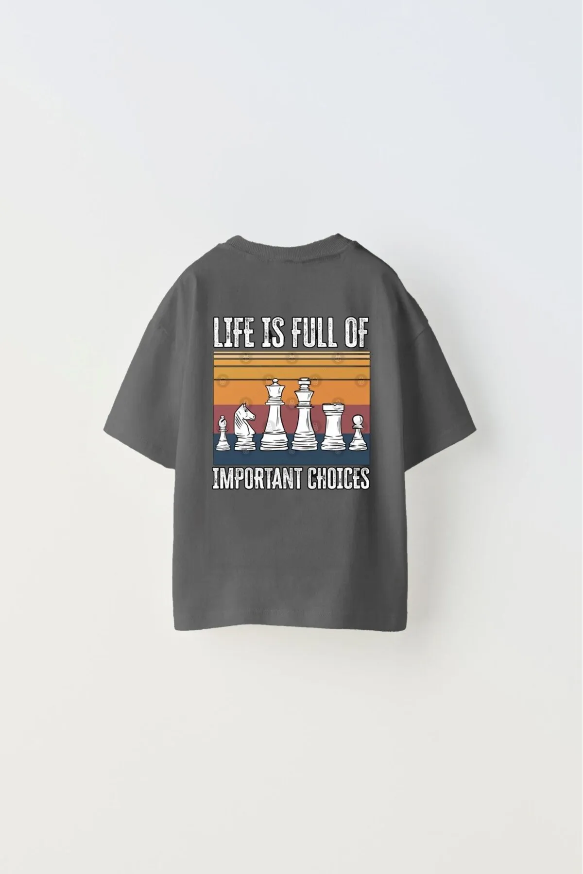 تي شيرت أطفال بطباعة كتابية Life Is Full — Smoke Gray