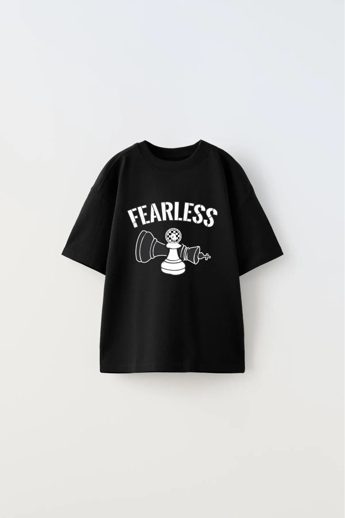 تي شيرت أطفال بطباعة كتابية Fearless — Black