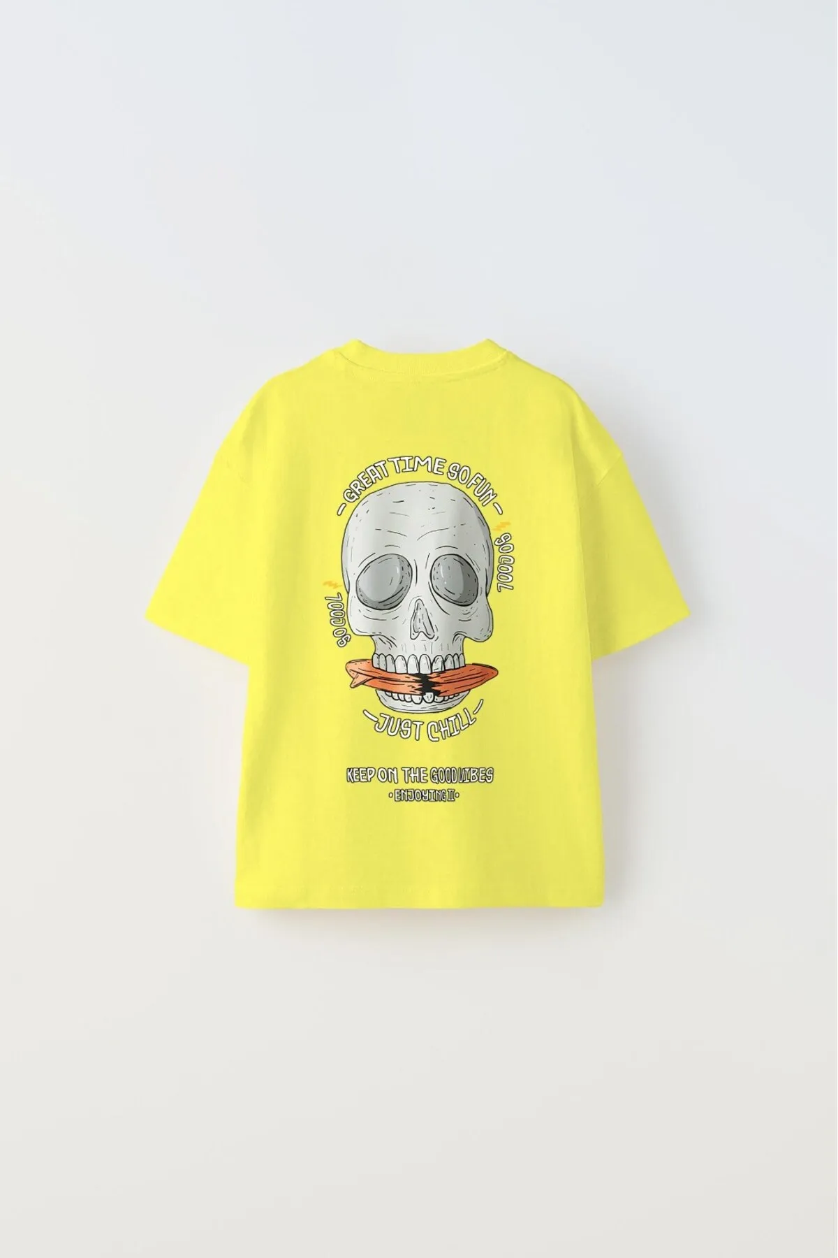 Kinder Great Schriftzug-Print T-Shirt — Yellow