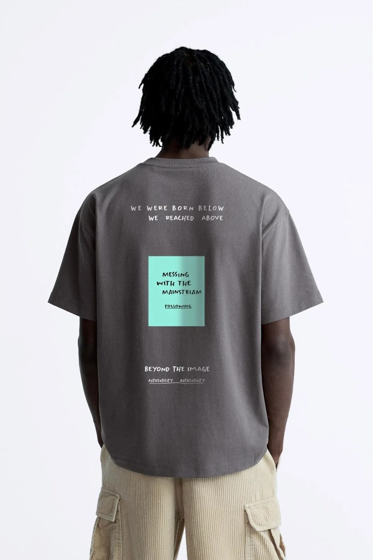 Men Oversize Unknown Print T-Shirt — Smoke Gray