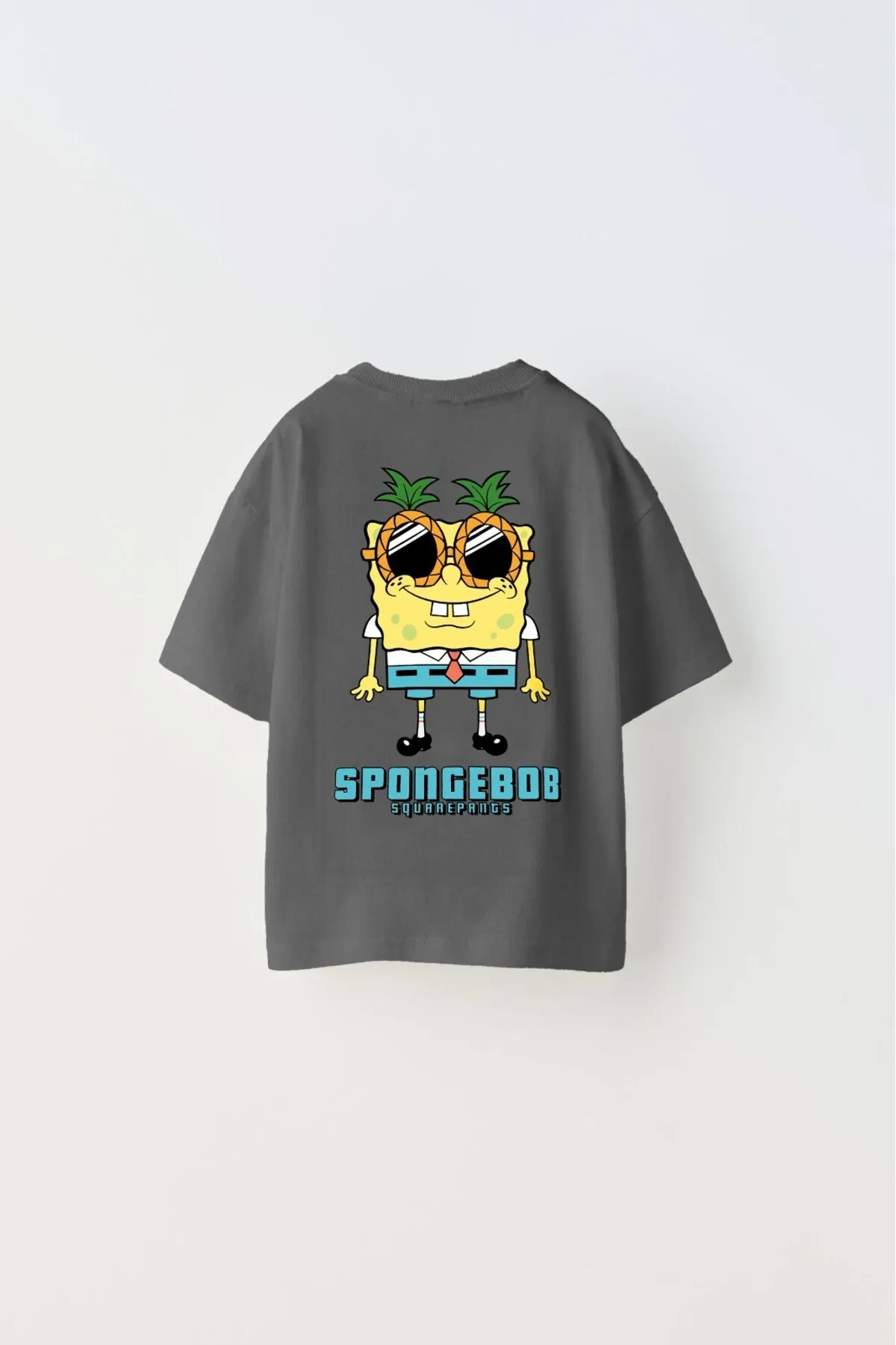 Kinder Spongebob Print T-Shirt — Smoke Gray