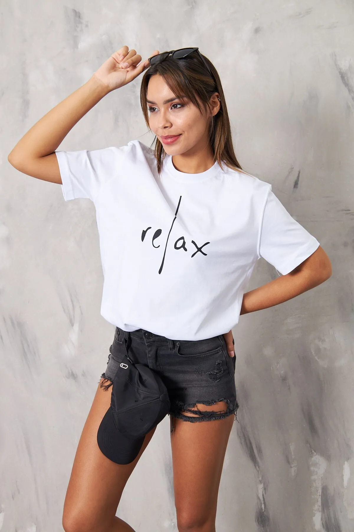 Women Oversize Relax Text Print T-Shirt — White