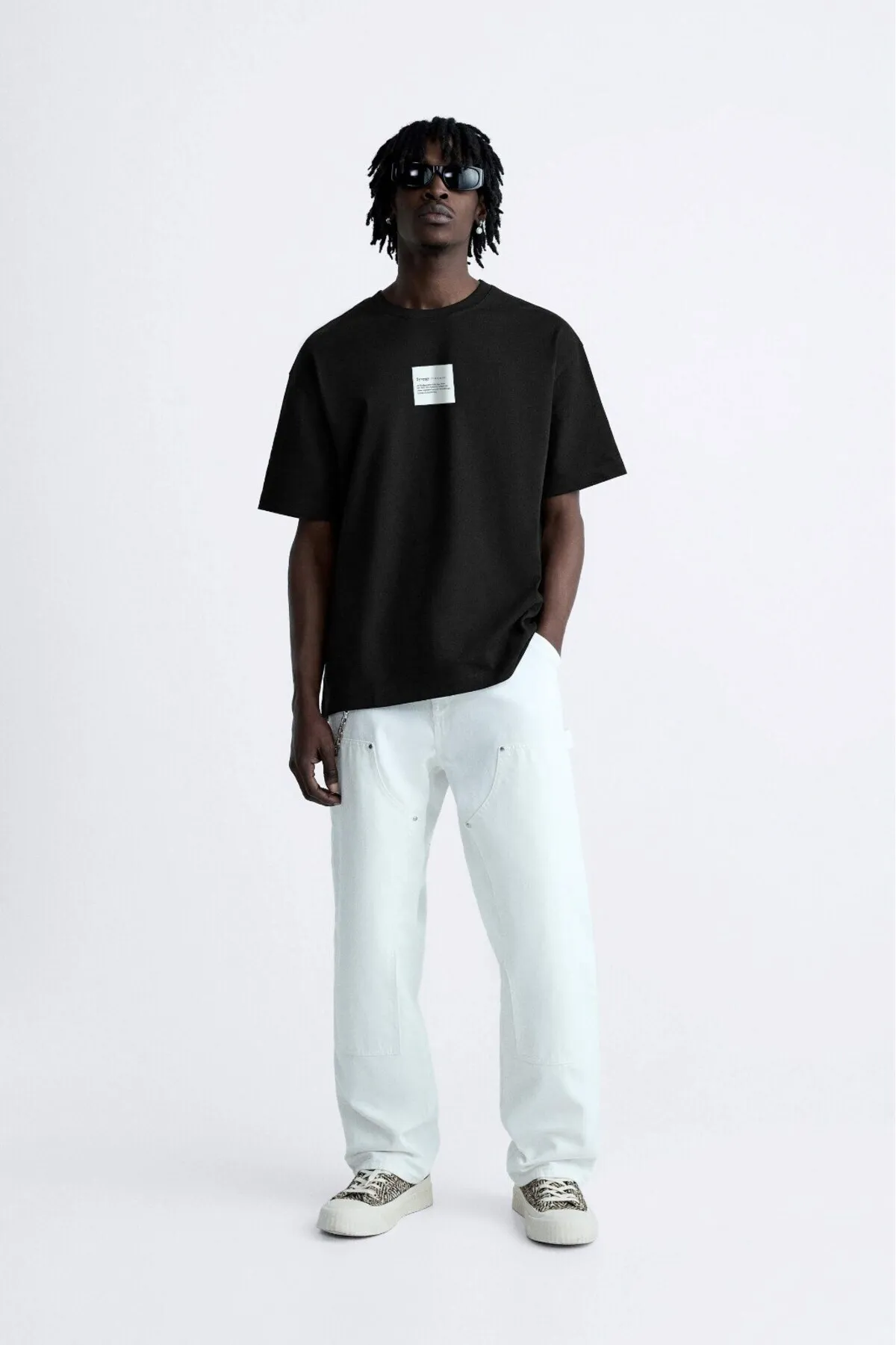 Herren Oversize Schriftzug-Print T-Shirt — Black