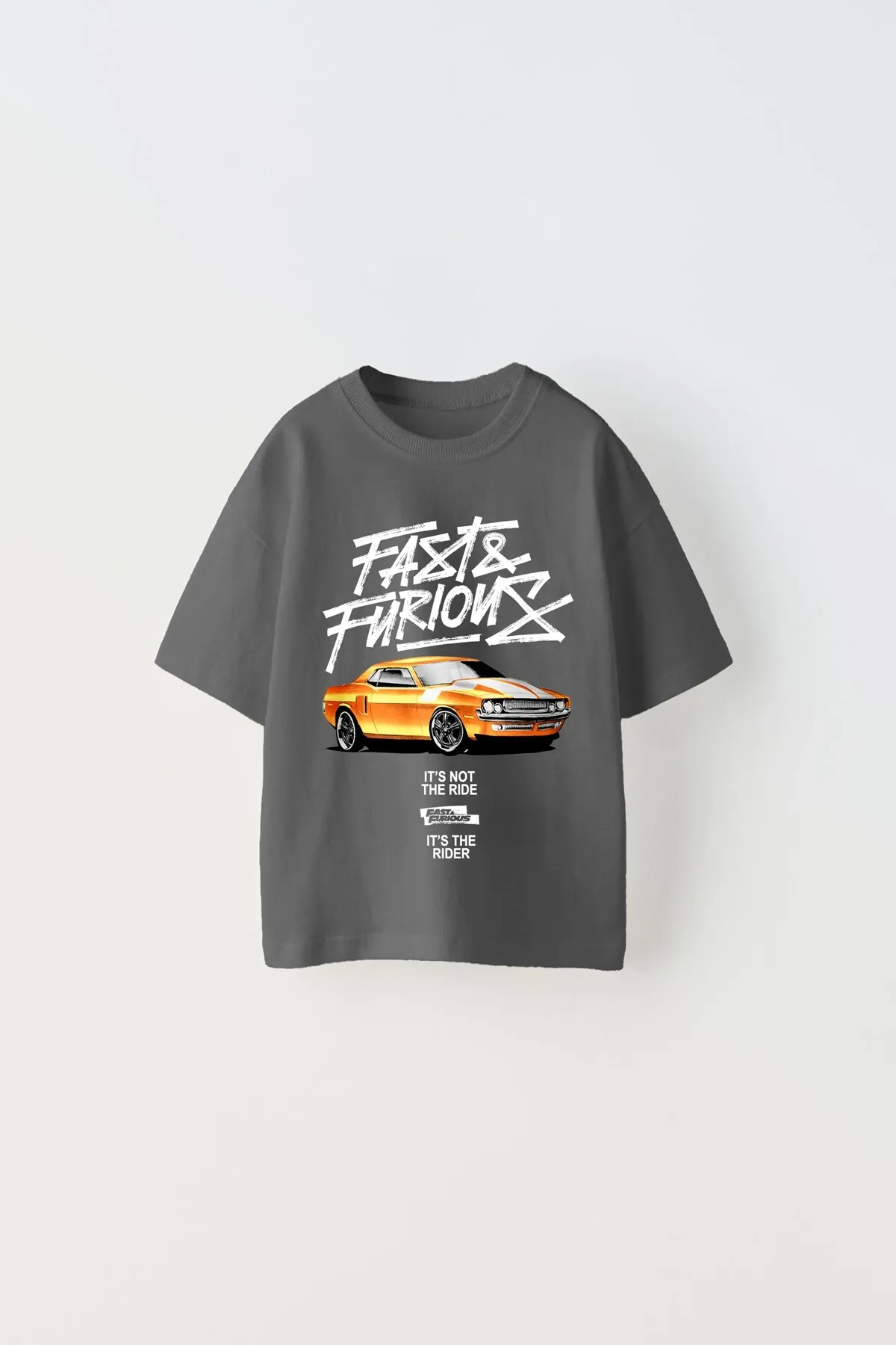 Kinder Fast Schriftzug-Print T-Shirt — Smoke Gray
