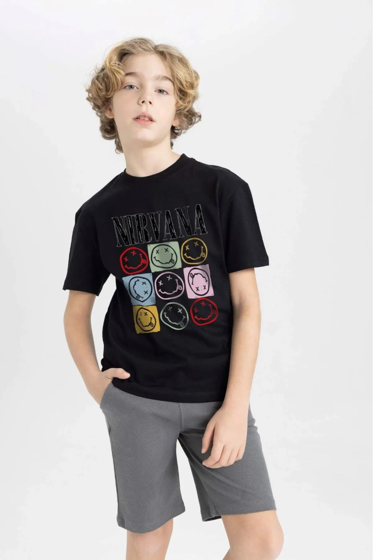 Kinder Schriftzug-Print T-Shirt — Black