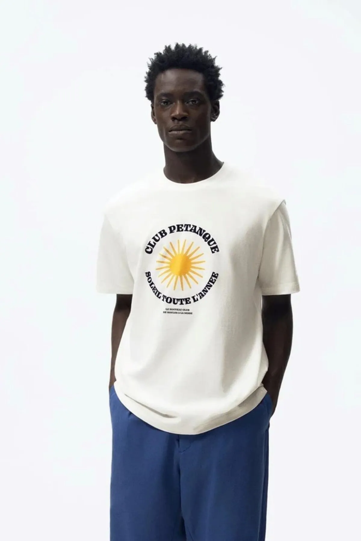 Herren Oversize Club Print T-Shirt 0708 — White
