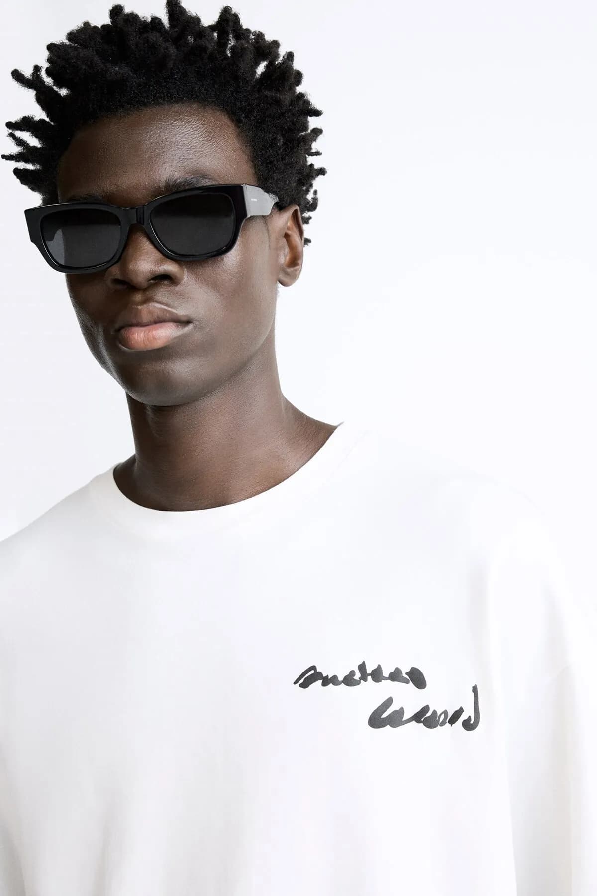 Erkek Oversize Light Son Baskılı Tişört — White
