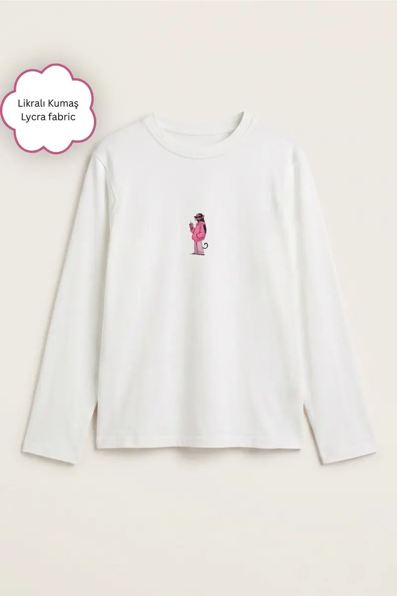 Women Pink Kitty Club Print Blouse