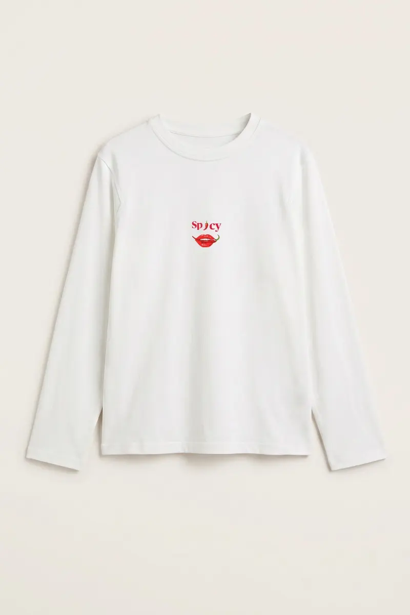Women Spicy Lips Print Blouse