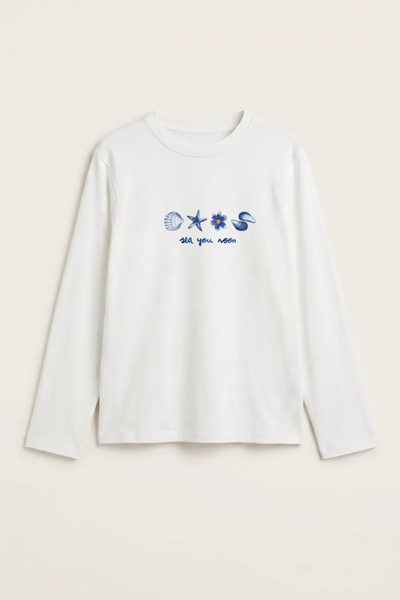 Men Sea You Soon Print Blouse