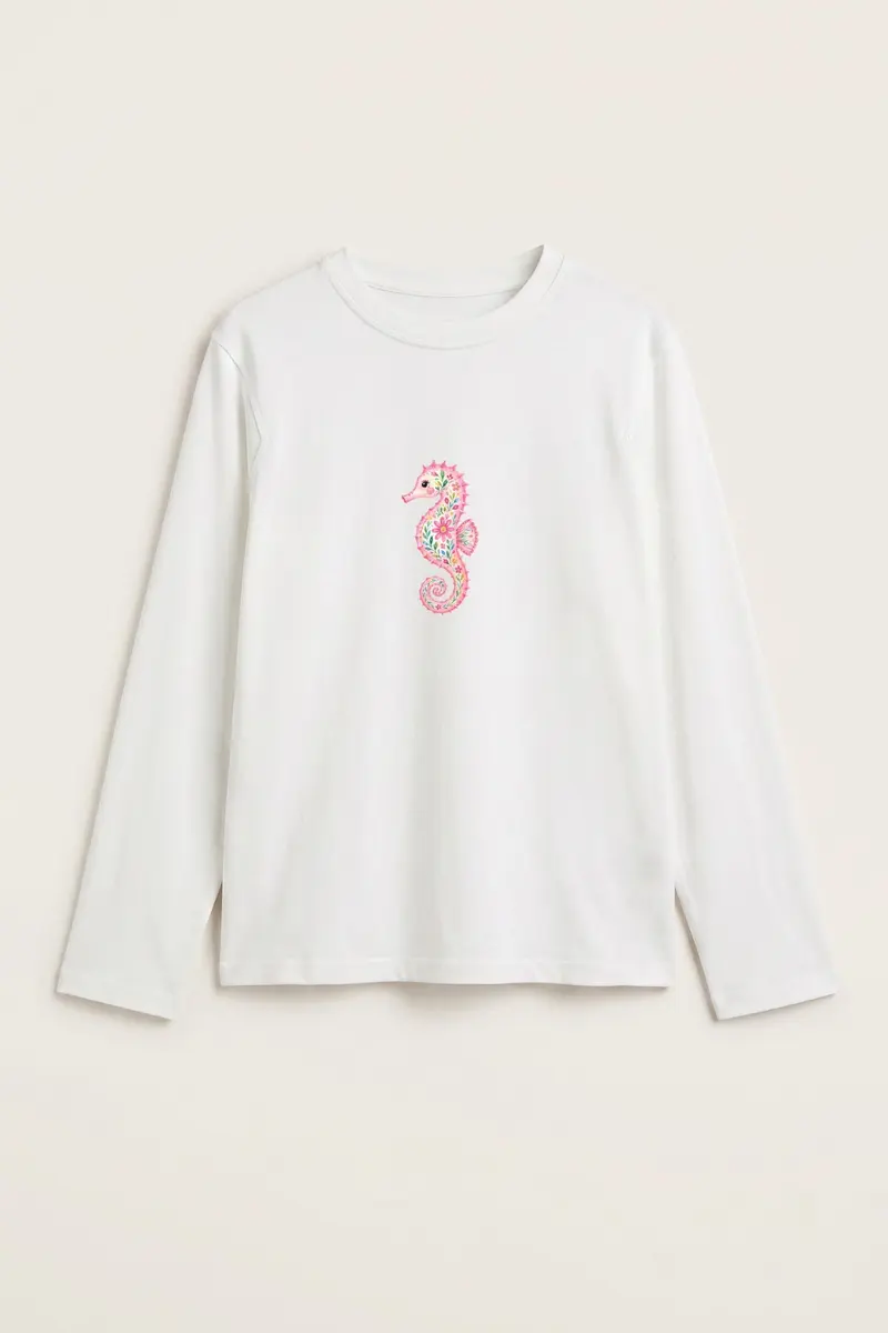 Men Seahorse Bloom Print Blouse