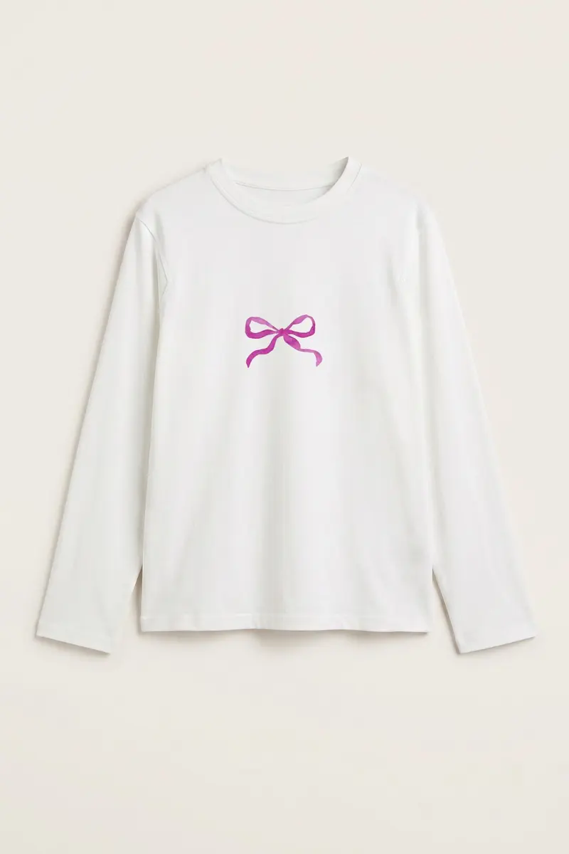 Women Pink Ribbon Print Blouse