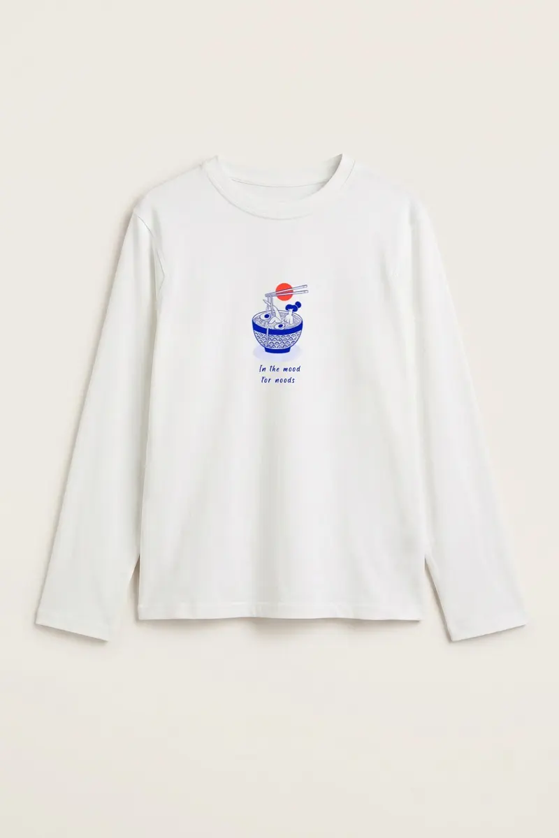 Women Noodle Mood Print Blouse
