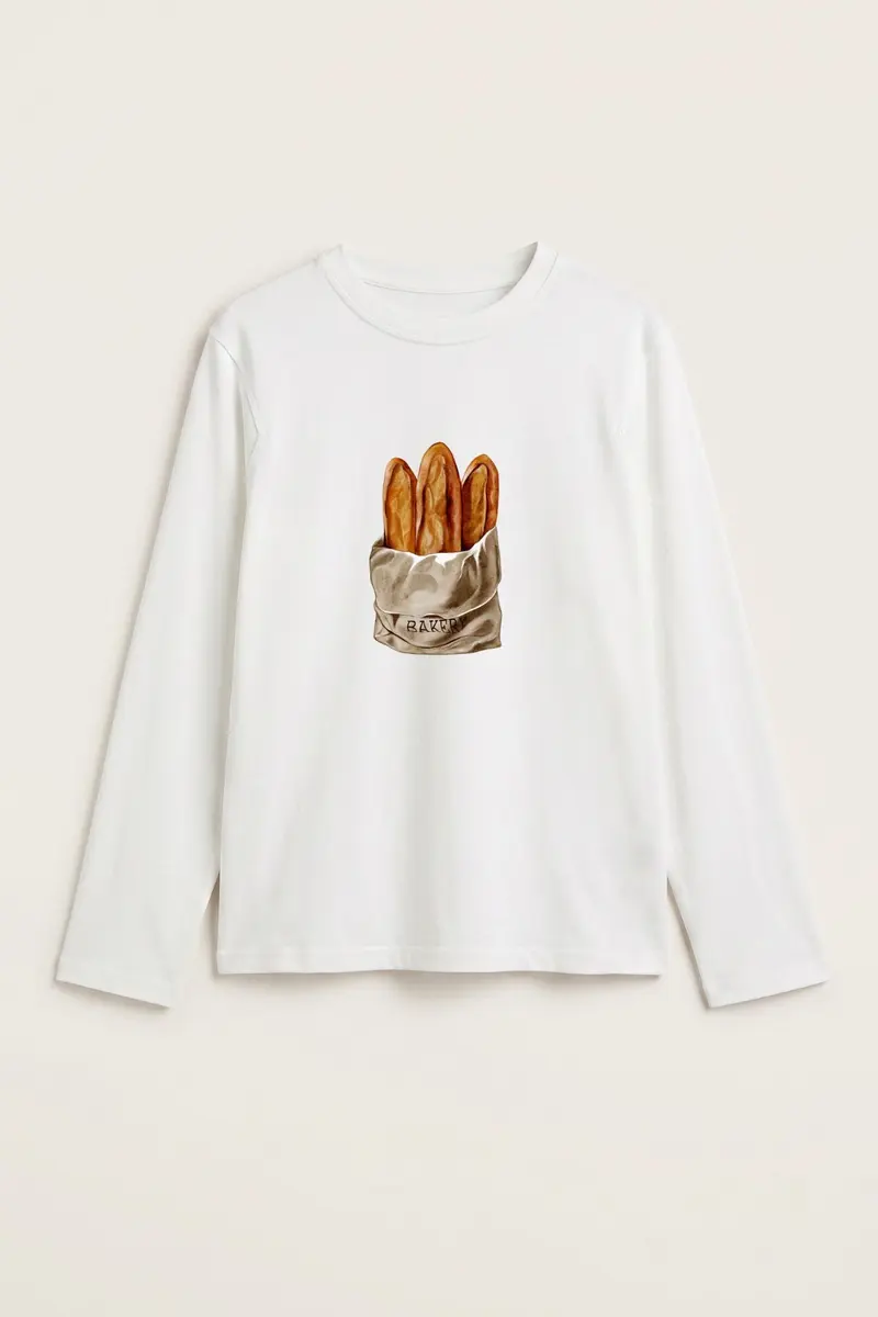 Women Bakery Baguette Print Blouse