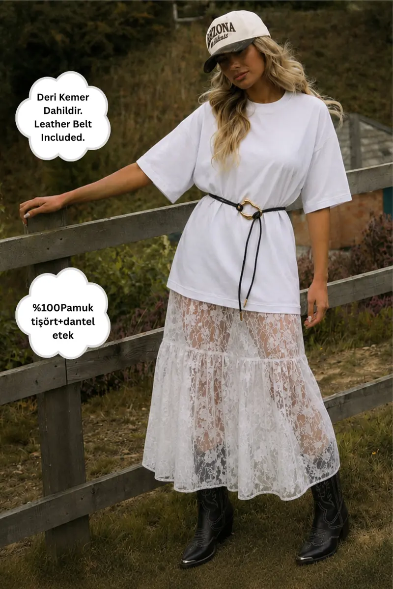 Women Oversize Lunéra Lace Belt Dress