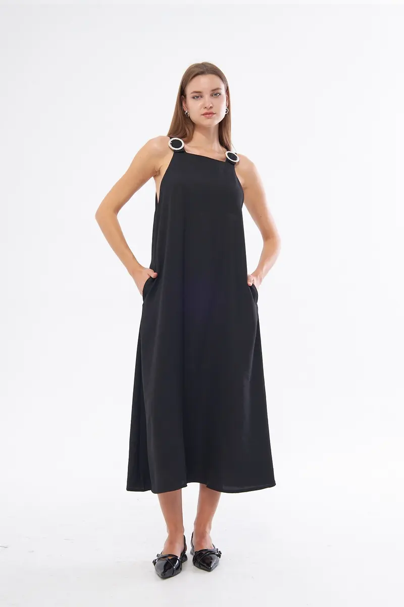 Women Draped Square Woven Dress 0625