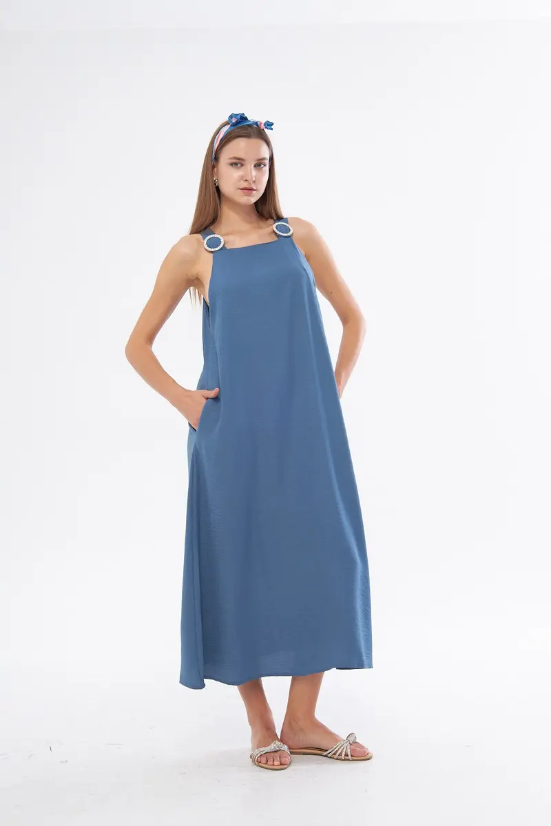 Women Draped Square Woven Dress 0626