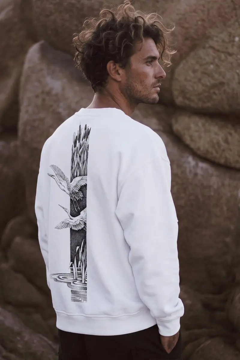 Men Oversize Heron Line Print Sweatshirt