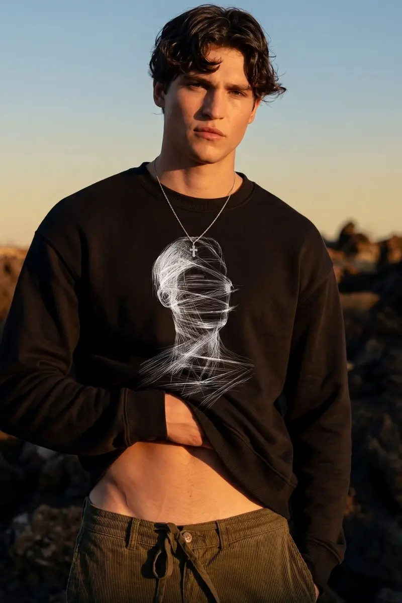 Men Oversize Blind Print Sweatshirt