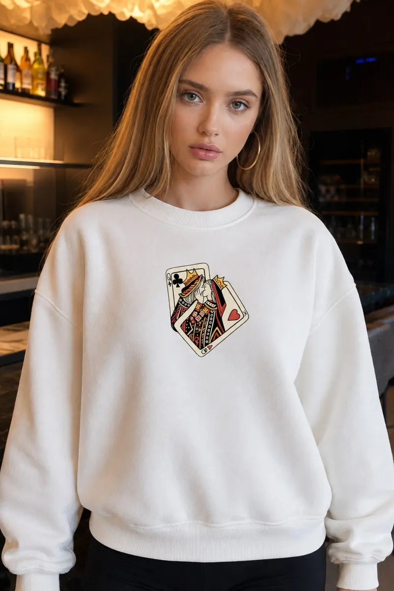 Women Oversize Royal Print Sweatshirt