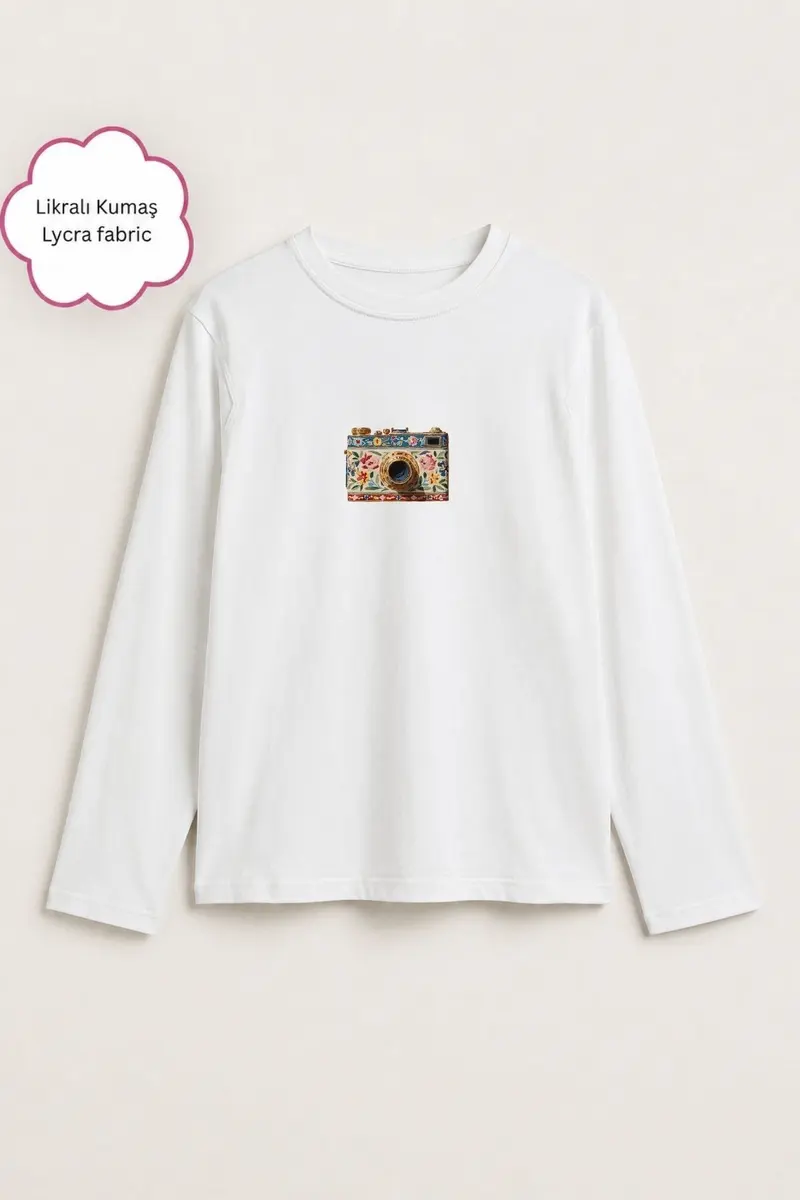 Women Camera Print T-Shirt